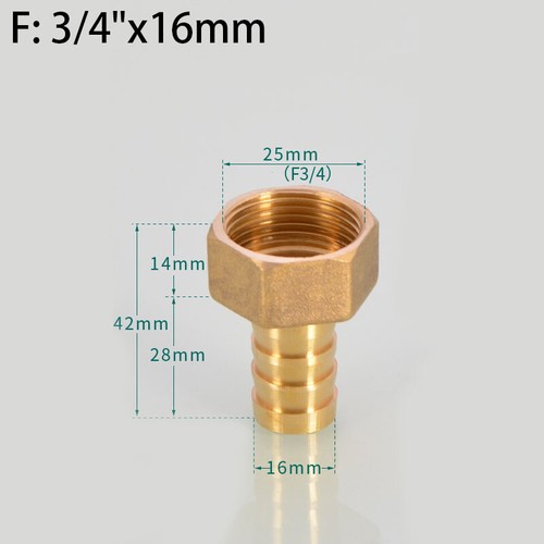 Brass Pipe Fitting BSP Male/Female Thread Barb Hose Tail End Connector 6mm~50mm - Picture 23 of 49