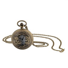Men's Women's Hollow Embossed Case Quartz Pocket Watch Sweater Chain Necklace