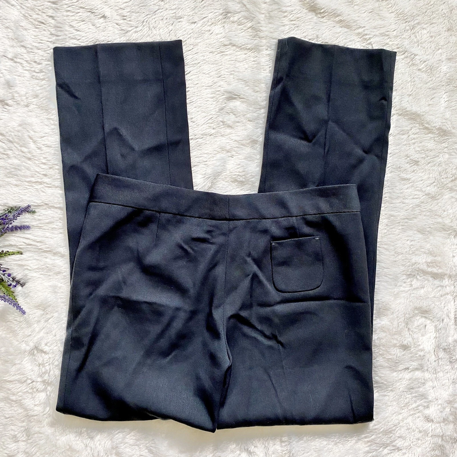 Pantaloni eleganti Miu Miu neri in twill taglia 44 US 8 lana gamba dritta classici senza tempo