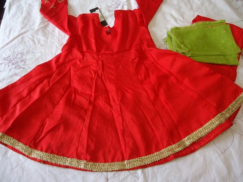 Junaid Jamshed Maria B silk Eid wedding party girls kids kameez red khaadi 5-6Y - Picture 9 of 11