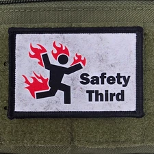 Safety Third Patch Moral Tactical Military Army USA Flag Hook & Loop 3x2