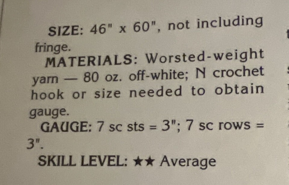 CROCHET Afghan Collector’s Series “Fishermen Blanklet / Afghan