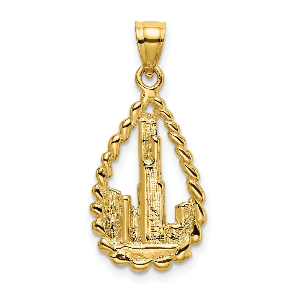 14K Yellow Gold Sears Tower Buildings In Teardrop Charm Pendant