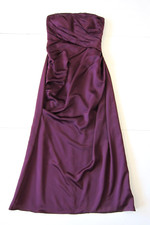 Bill Levkoff Eggplant Purple Ruched Strapless Midi Wedding Party Gown Dress 10