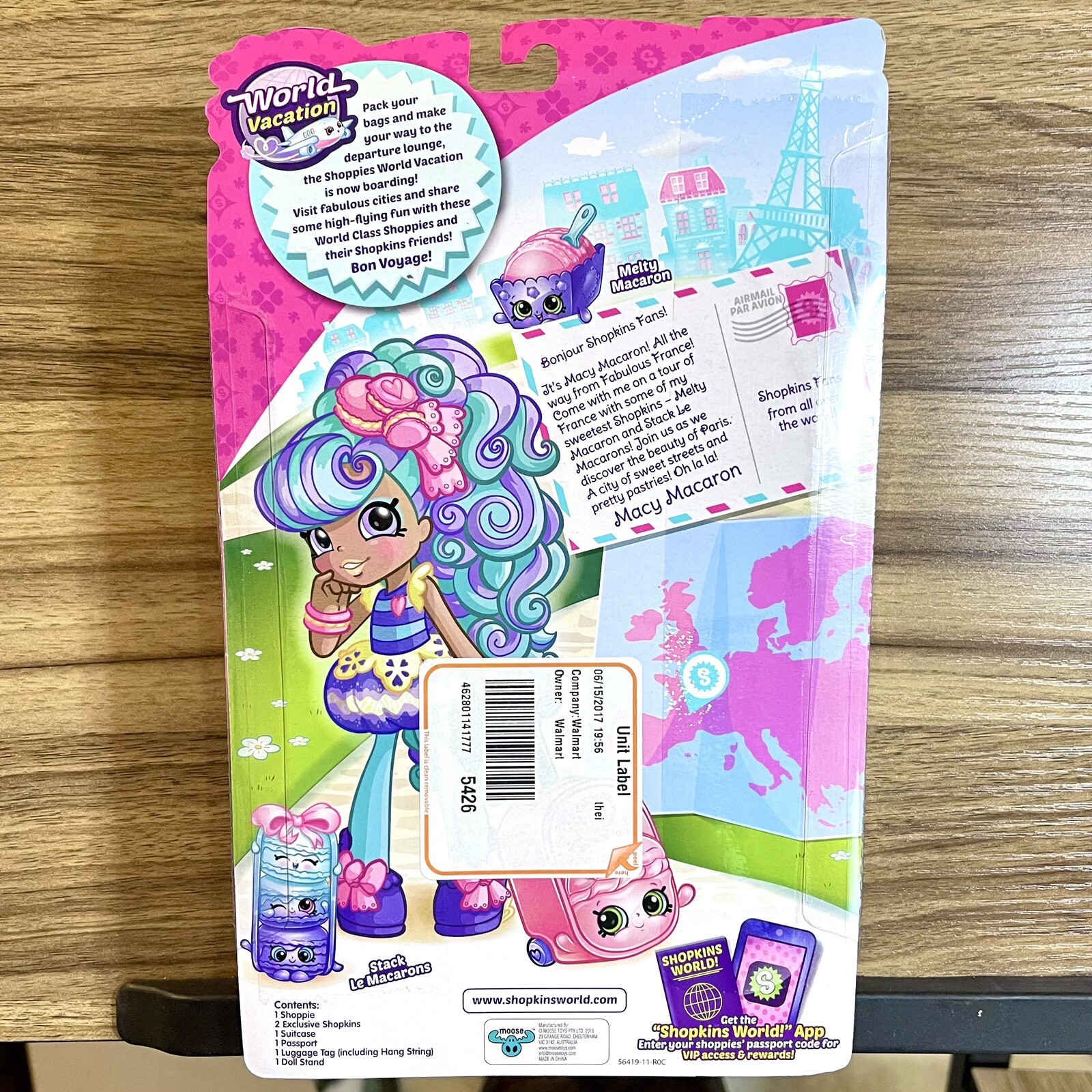 Shoppies Macy Macaron Doll Visits France World Vacation + 2 Shopkins Brand New!