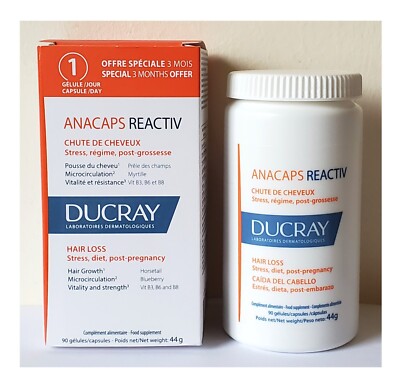 Ducray anacaps reactiv 90 caps food supplement hair and nails 3 months supply
