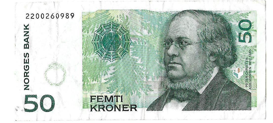 1996 NORWAY 50 Excellent KRONER Ranking TOP17 BANKNOTE CIRCULATED