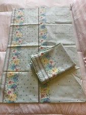 Vintage Cottage Style Standard Pillowcase Set Aqua, Yellow, Pink Stripe  Floral