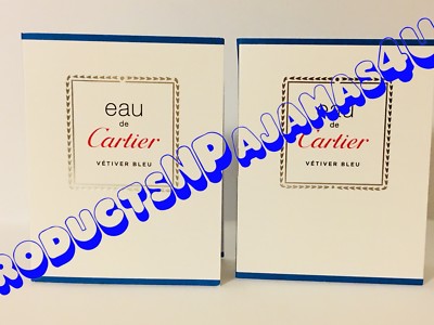 Lot of 2 ~ EAU DE CARTIER VETIVER BLEU Eau de Toilette .04oz/1.2ml SAMPLES