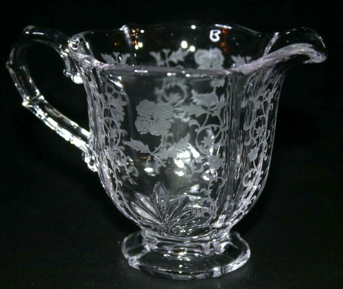 Fostoria CHINTZ Etched Crystal Creamer & Sugar Bowl 2pc. Vintage Set - Bild 8 von 11