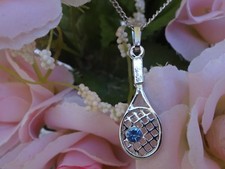 Girls Tennis Racket Rhinestone Pendant - Blue, Pink, Purple, Clear AUS SELLER