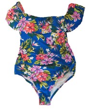 Women's Plus Size Off-the-Shoulder Flounce Floral 1-Piece Swimsuit, Kona Sol NWT