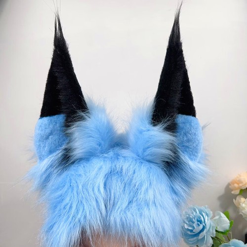Wolf Ears Hazbin Hotel Blue Alastor Cosplay Prop Radio Demon Rabbit Deer Tail - Picture 3 of 7