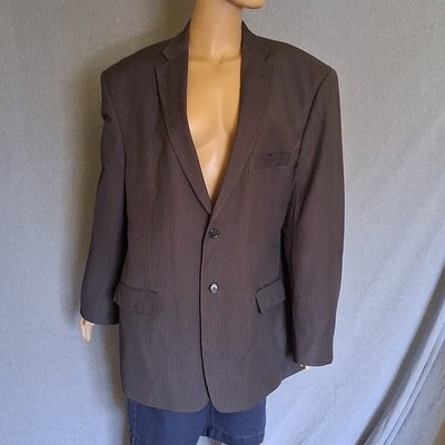 Wilke Rodriguez Men's Suit Jacket 46R grey Pinstripe Polyester Rayon Wool
