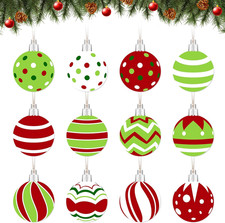 Christmas Tree Decorations 24Pcs Wooden Elf Peppermint Candy Cane Red Green Tree