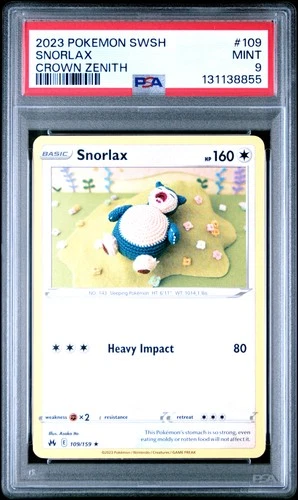 2023 POKEMON SWORD & SHIELD CROWN ZENITH #109 SNORLAX PSA 9