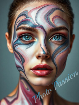 Foto A4 Portrait Frau Beauty Kunst Farben Poster Kunstdruck (4181)
