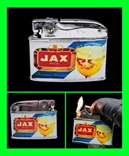 Vintage Jax Beer Double Sided Flat Ad Lighter - In Working Condition - RARE 