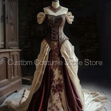 Medieval Victorian Prom Dresses Off Shoulder Lace Vintage A-Line Evening Gowns