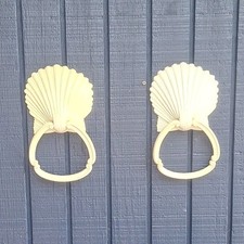 Homco 3380C Nautical Shell Resin Towel Rings Set of 2 Ivory Vintage Bathroom