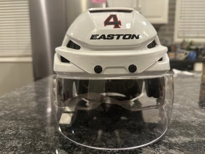 Pro Stock Game Used Easton E400 Hockey Helmet White Medium + Oakley Hockey Visor