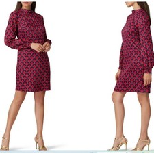 Boden Christabel Shift Dress Women's 6R Red Navy Retro Mod Geometric Print