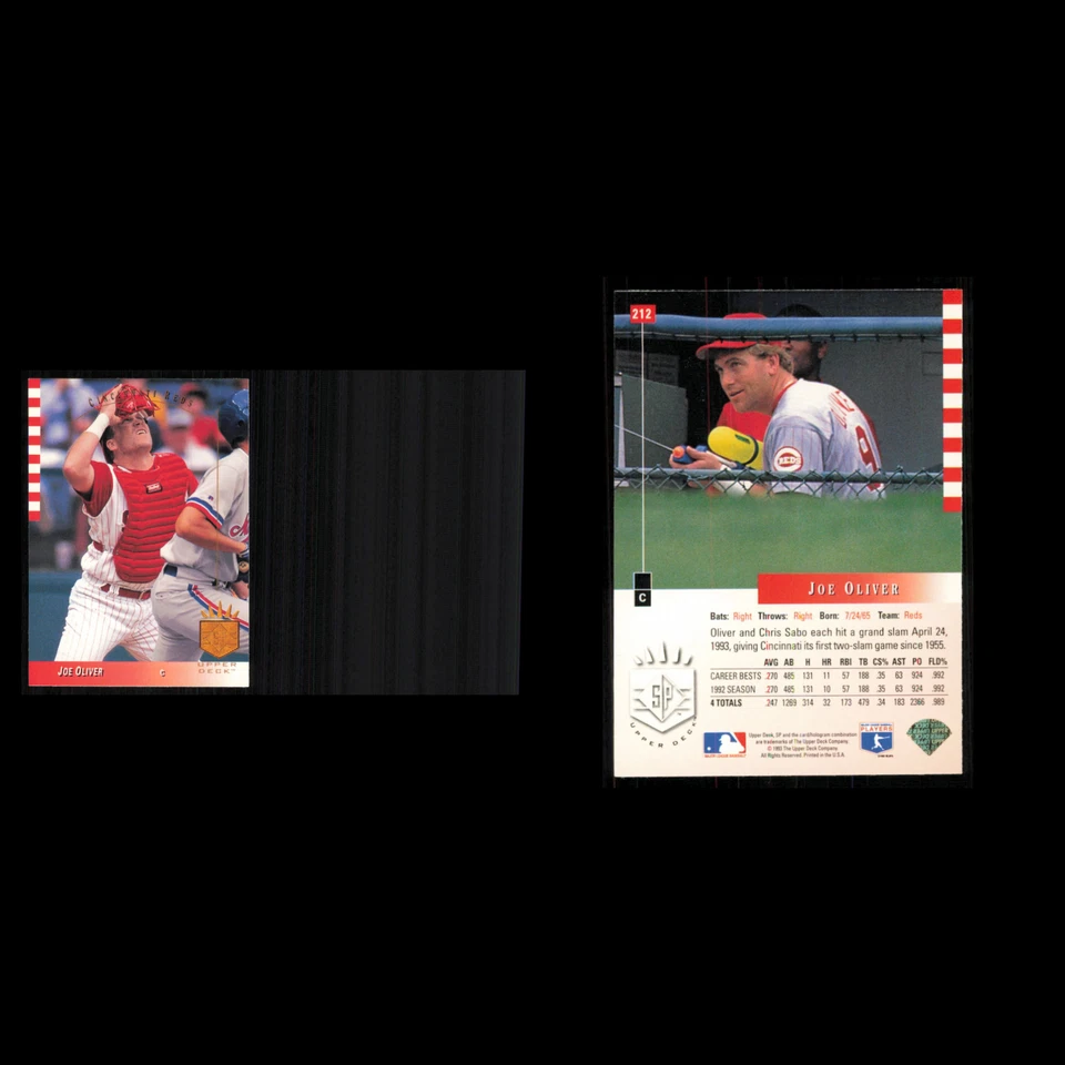 Joe Oliver #212 1993 SP Cincinnati Reds Baseball Card MLB NM - Image 3 of 3