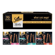 Sheba Meaty Tender Sticks Cat Treats, Chicken, Salmon, Tuna, 70 Count