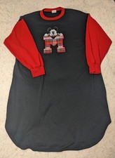 Vintage Disney Mickey Mouse Sleep Shirt Made in the USA sz L Black Red Plaid