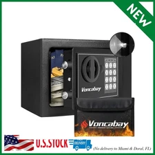 Money Safe Box for Home with Sensor Light & Fireproof Money Bag - 0.23 Cubic Fee