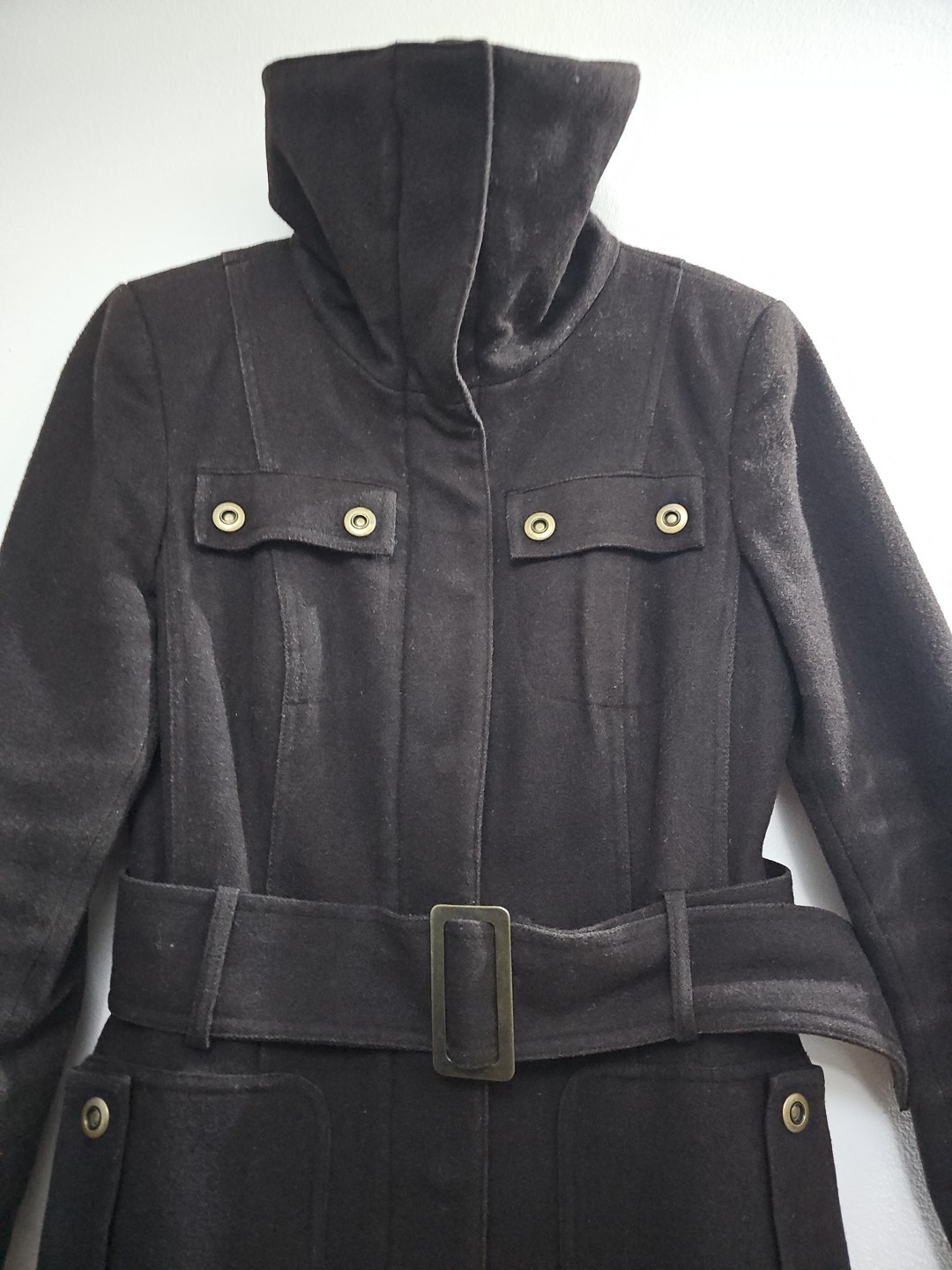 Zara Basic Wool Blend Coat Size Medium - image 3