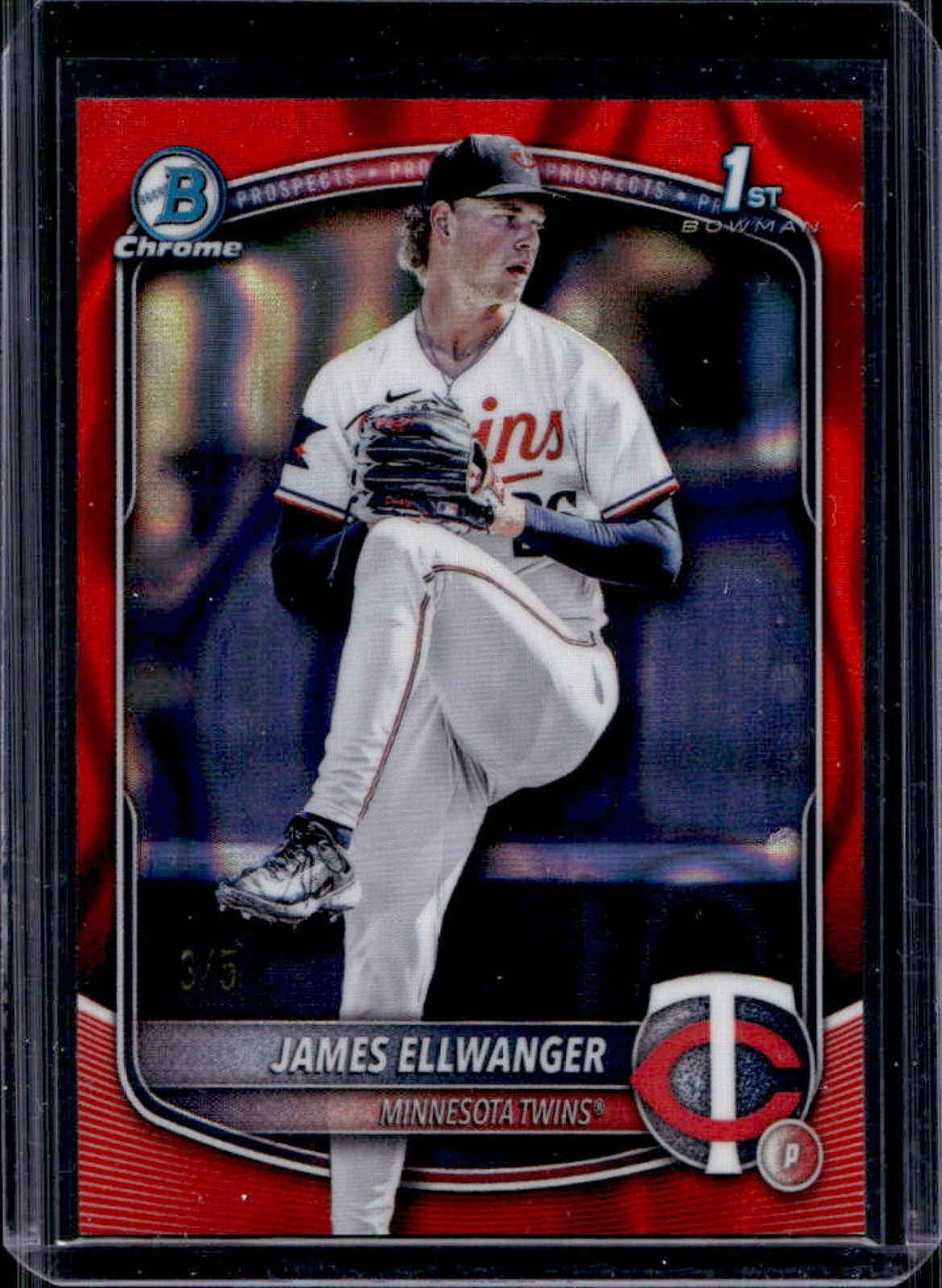 2025 Bowman Draft James Ellwanger Chrome Red Lava Refractor 1st #/5 Twins