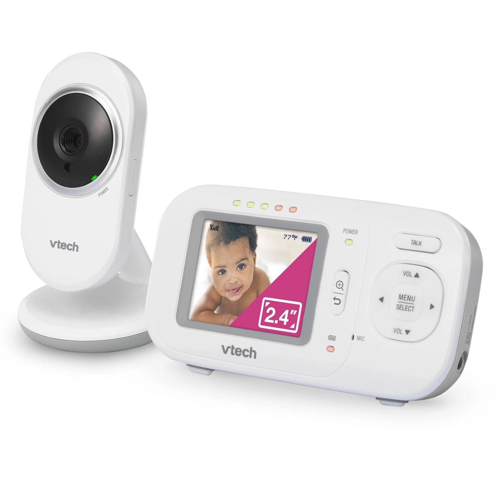 VTech 2.4 Inch Video Baby Monitor with Night Vision 1000 Feet Range White