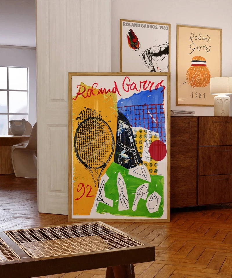 Póster Roland Garros 1992 - Arte de pared de tenis vintage, decoración moderna de mediados de siglo Foto 3 de 4