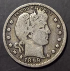 US  1899 P  Silver Barber Quarter VG/Fine