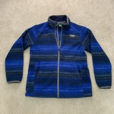 LL Bean Kids Jacket Size Medium 10-12 Mountain Classic Fleece Multicolor Striped