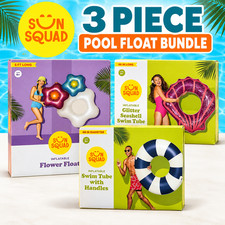 Sun Squad Inflatable Pool Floats 3 Pack Flower Seashell Swim Tubes NIB Bundle