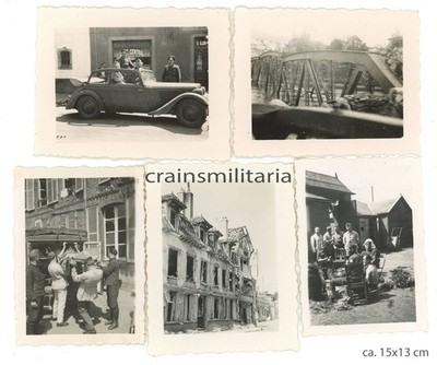 12x Genuine Photo Paramedics in France 1940 Bridge Railway Station Destruction Cafe etc