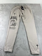 Loyal Origins Pants Mens Medium Beige Graphic Joggers Sweatpants Memento Vivere