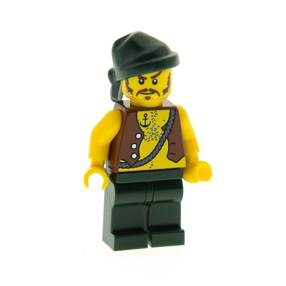 1X Lego Minifigure Pirate Red Brown Mustache Head Cloth Bandana 8397 X70 PI095