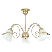 Deckenleuchte 3X E14 Ø58Cm In Gold Leuchte Deckenlampe Decke Floral Innen Glas
