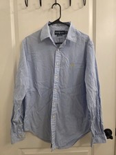 Ralph Lauren Boy's Size 16 Long Sleeve Dress Shirt White And Blue Stripe