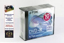 10 DVD Tdk DVD-R  4.7 GB 120 min 16X nuovi box