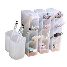 5 Pcs Desk Organizer- Pen Organizer Storage for Office, School, Home White