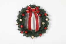 Pre-Lit Artificial Pine Christmas Wreath with LED Lights Red/Gold Ball Ornaments