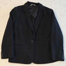 Old Navy Womens Black Single Button Blazer XL Polka Dot Lining Professional