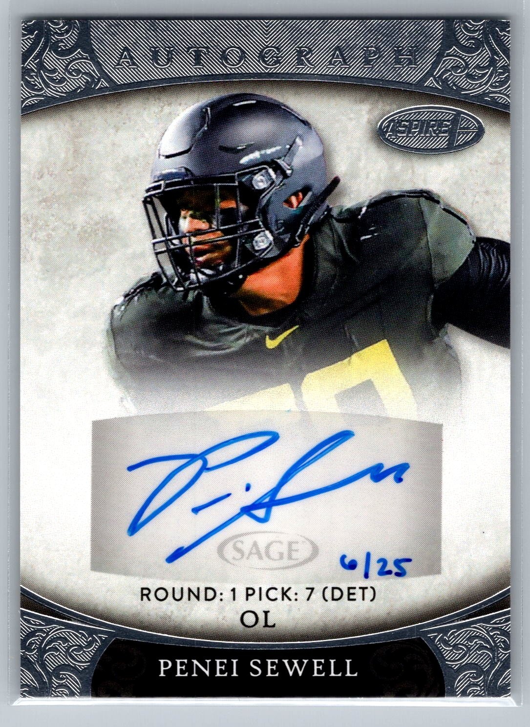 Penei Sewell Sage Aspire Autograph #ASP109 Silver