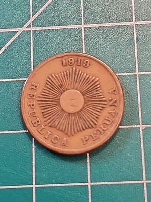 1919 PERU 2 CENTAVOS COPPER COIN HIGH GRADE - Free Shipping- Item C66