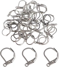 50 Pcs Leverback Earring Hooks Jewelry Findings Ear Wires for DIY Earrings Silve