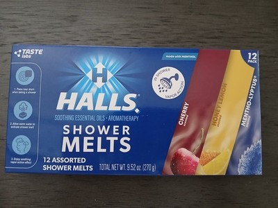 Halls Shower Melts 12 Pack Aromatherapy Cherry Honey Lemon 9.52 oz